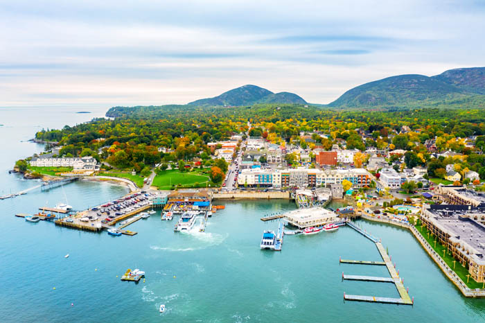 View of the habor in Bar Habor, Maine