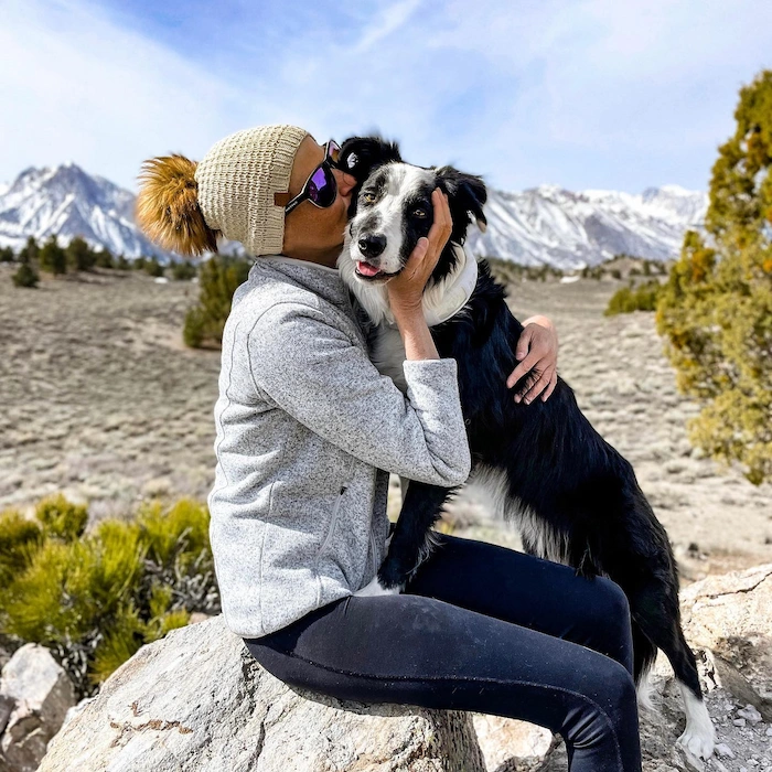 Owner with dog wearing a Halo Collar