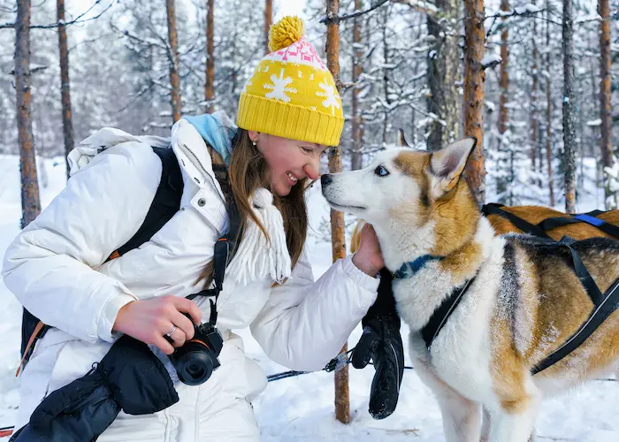 Girl and Husky dog